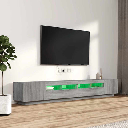 vidaXL Meuble TV 3 pcs avec lumières LED Gris Chêne Sonoma Aggloméré