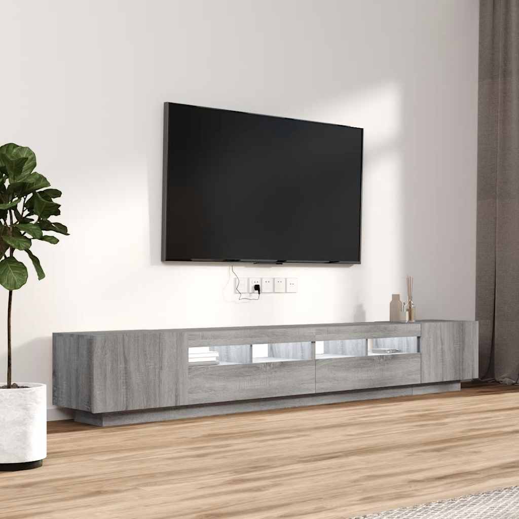 vidaXL Meuble TV 3 pcs avec lumières LED Gris Chêne Sonoma Aggloméré