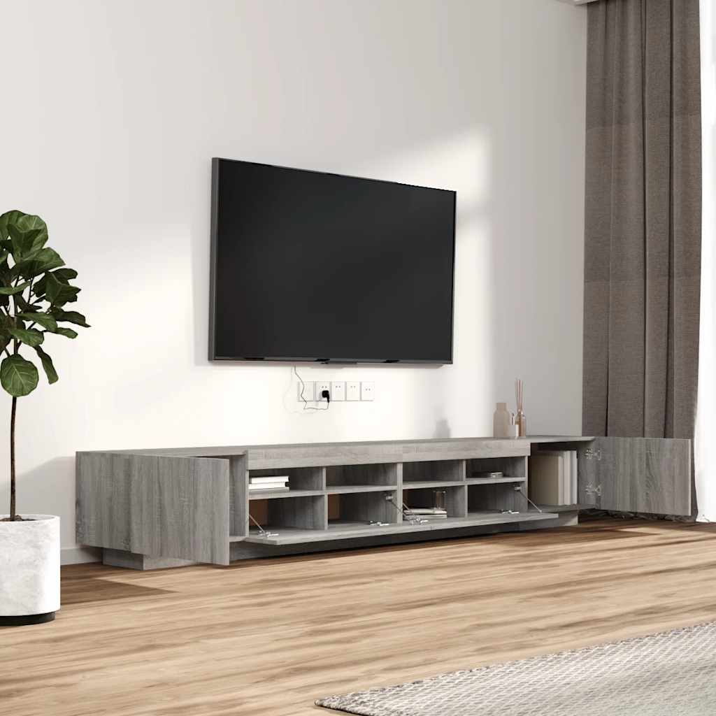 vidaXL Meuble TV 3 pcs avec lumières LED Gris Chêne Sonoma Aggloméré
