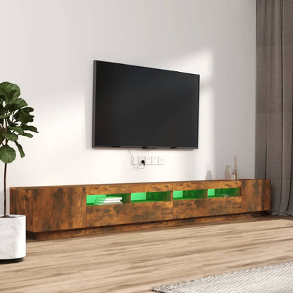 vidaXL Meuble TV 3 pcs avec lumières LED Chêne fumé Bois d'ingénierie