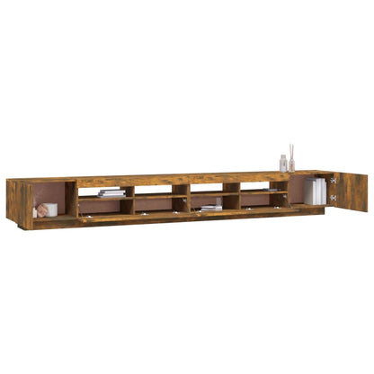 vidaXL Meuble TV 3 pcs avec lumières LED Chêne fumé Bois d'ingénierie