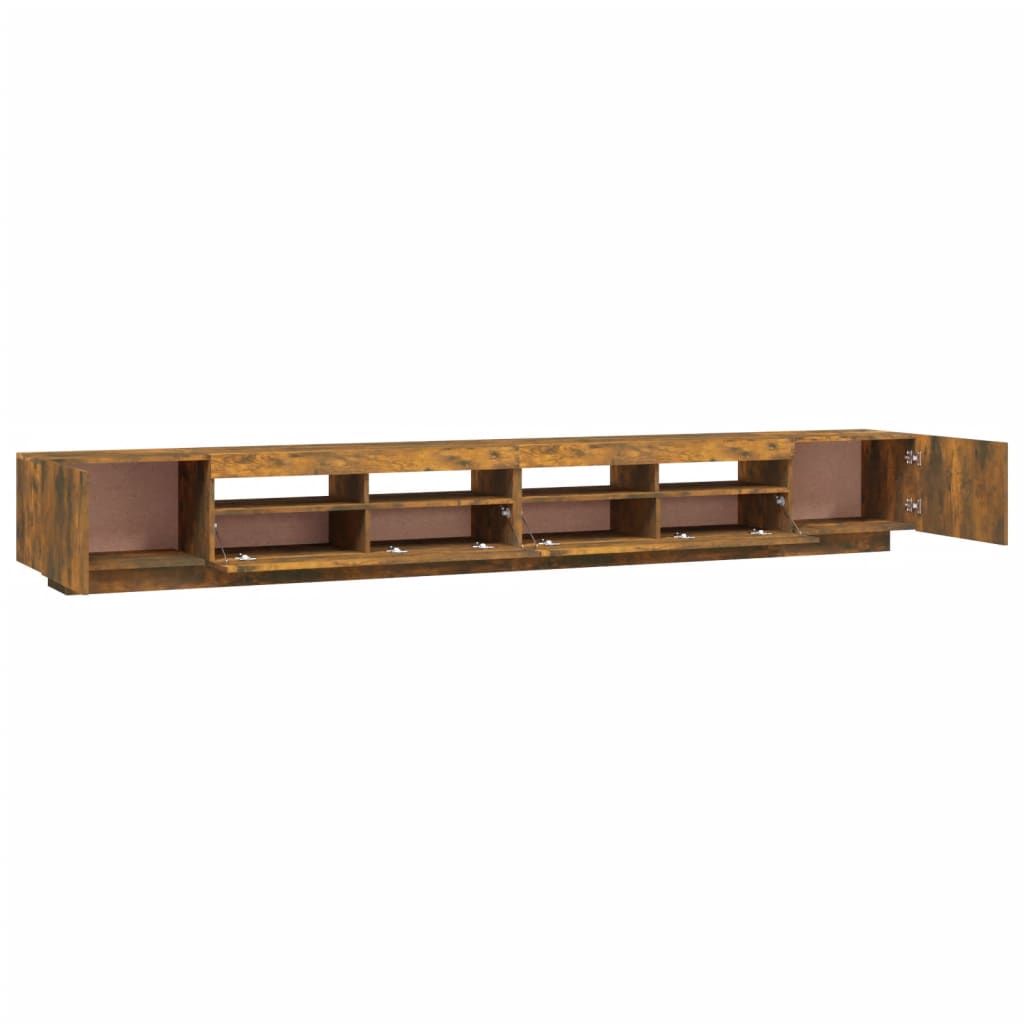 vidaXL Meuble TV 3 pcs avec lumières LED Chêne fumé Bois d'ingénierie