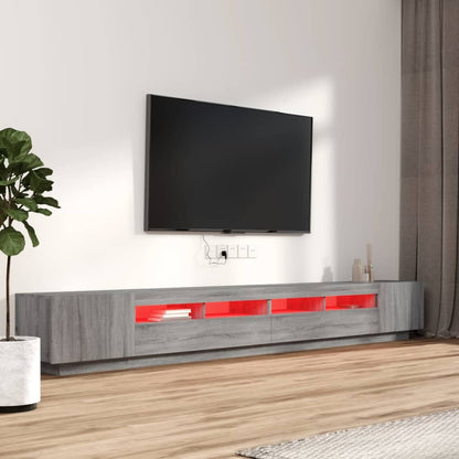 vidaXL Meuble TV 3 pcs avec lumières LED Gris Chêne Sonoma Aggloméré