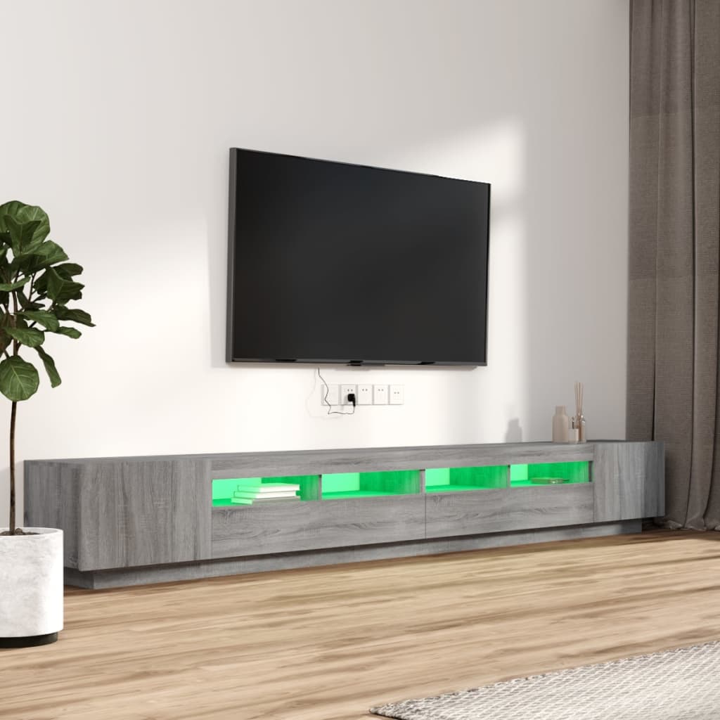 vidaXL Meuble TV 3 pcs avec lumières LED Gris Chêne Sonoma Aggloméré