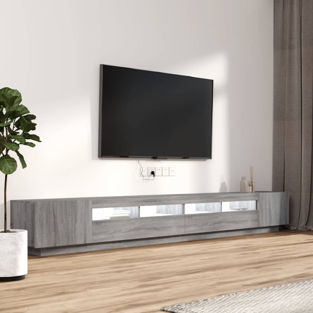 vidaXL Meuble TV 3 pcs avec lumières LED Gris Chêne Sonoma Aggloméré