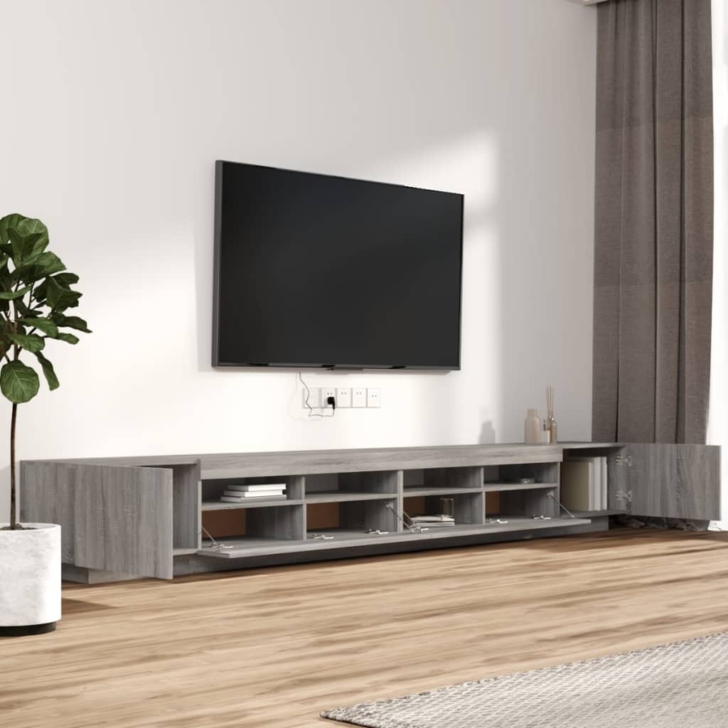 vidaXL Meuble TV 3 pcs avec lumières LED Gris Chêne Sonoma Aggloméré
