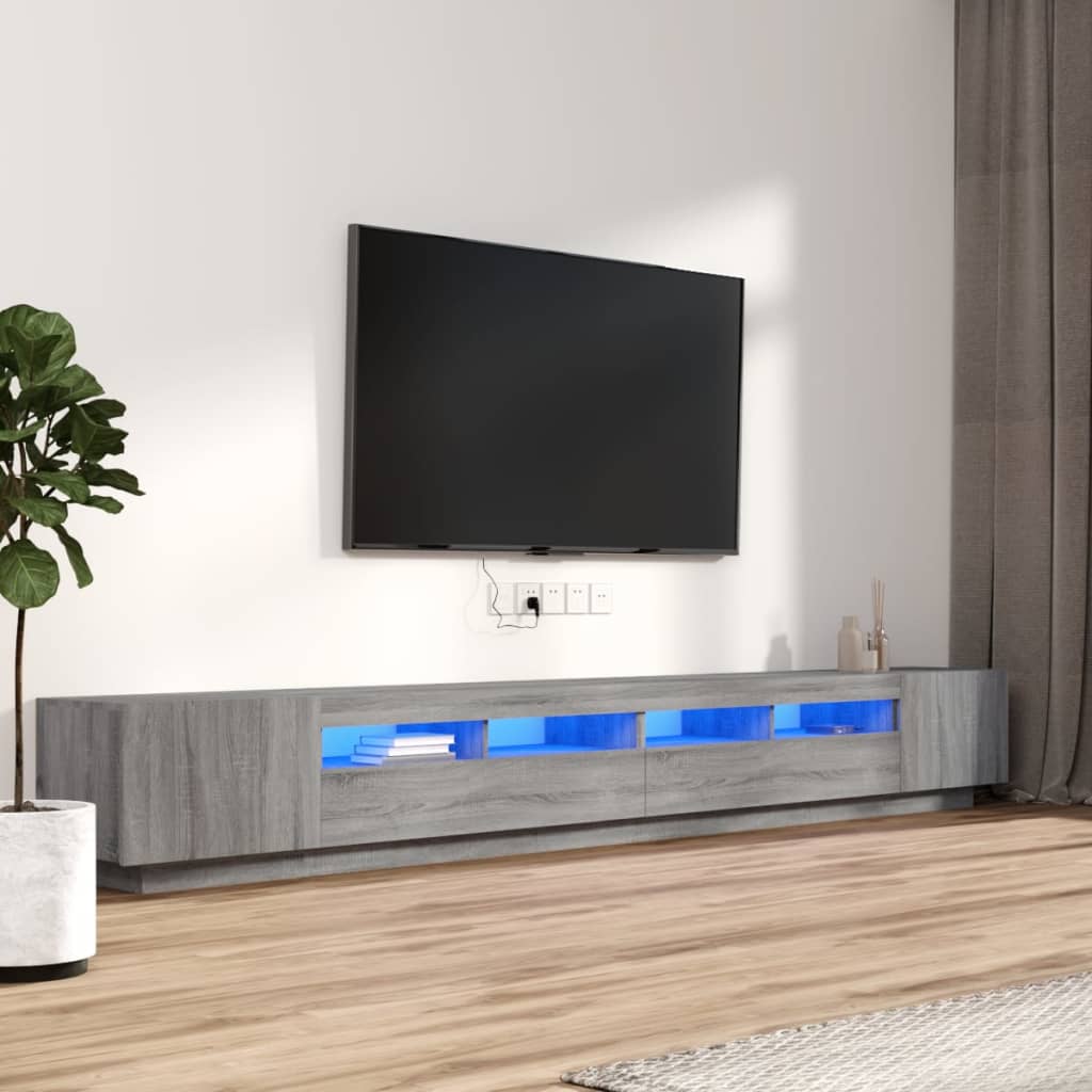 vidaXL Meuble TV 3 pcs avec lumières LED Gris Chêne Sonoma Aggloméré