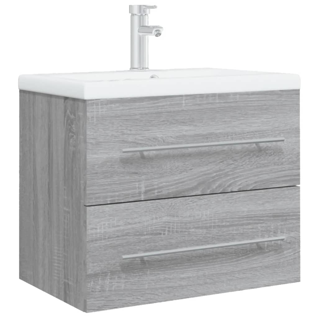 vidaXL Meuble de salle de bain avec lavabo intégré Gris Sonoma Aggloméré