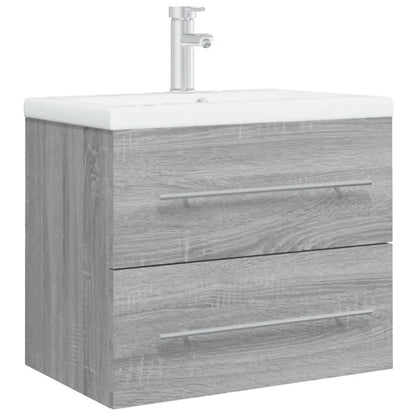 vidaXL Meuble de salle de bain avec lavabo intégré Gris Sonoma Aggloméré