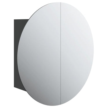 vidaXL Badezimmerschrank mit Rundem Spiegel & LED Schwarz 40x40x17,5cm