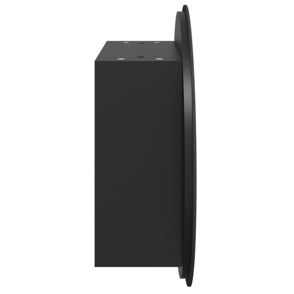 vidaXL Badezimmerschrank mit Rundem Spiegel & LED Schwarz 40x40x17,5cm