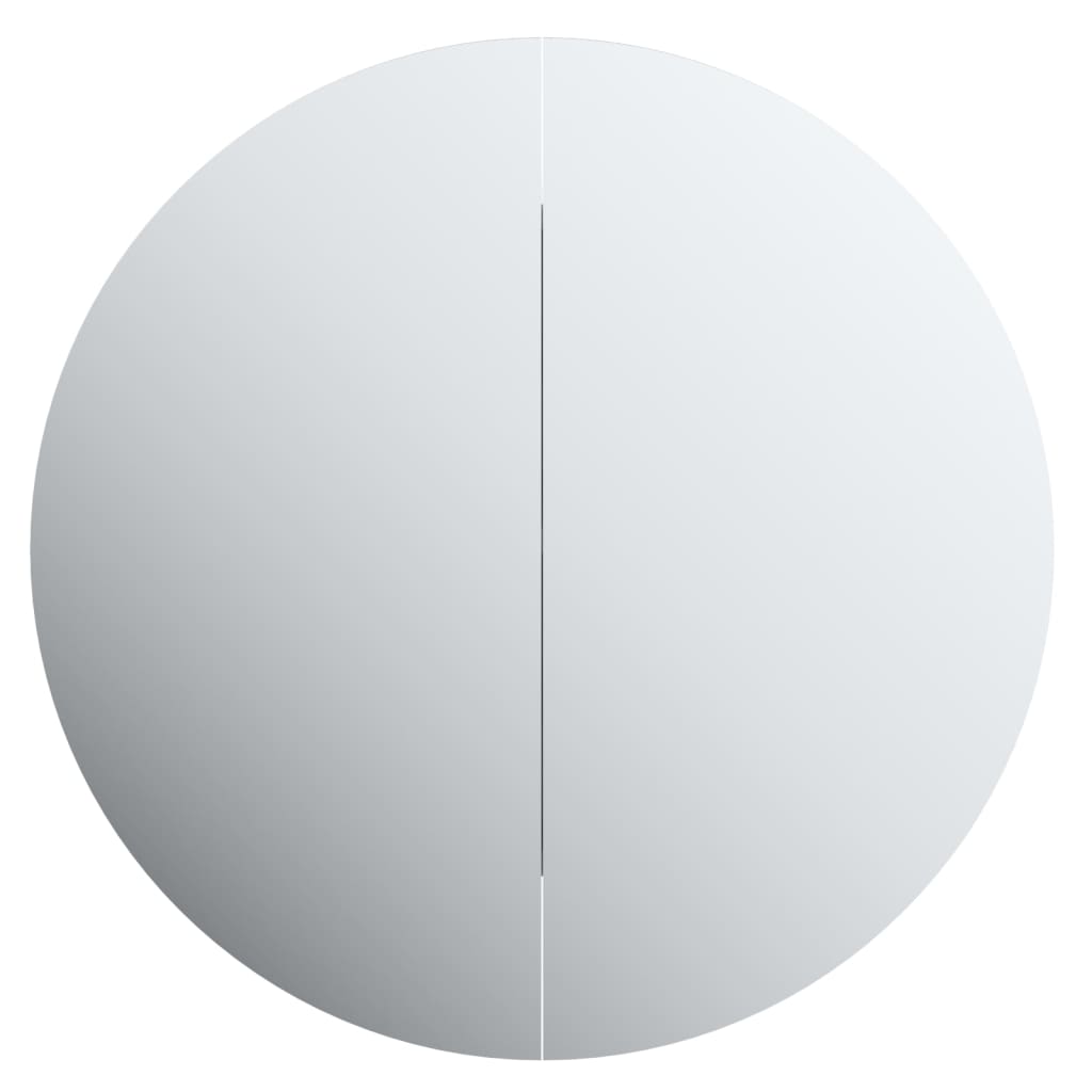 vidaXL Badezimmerschrank mit Rundem Spiegel & LED Grau 40x40x17,5 cm