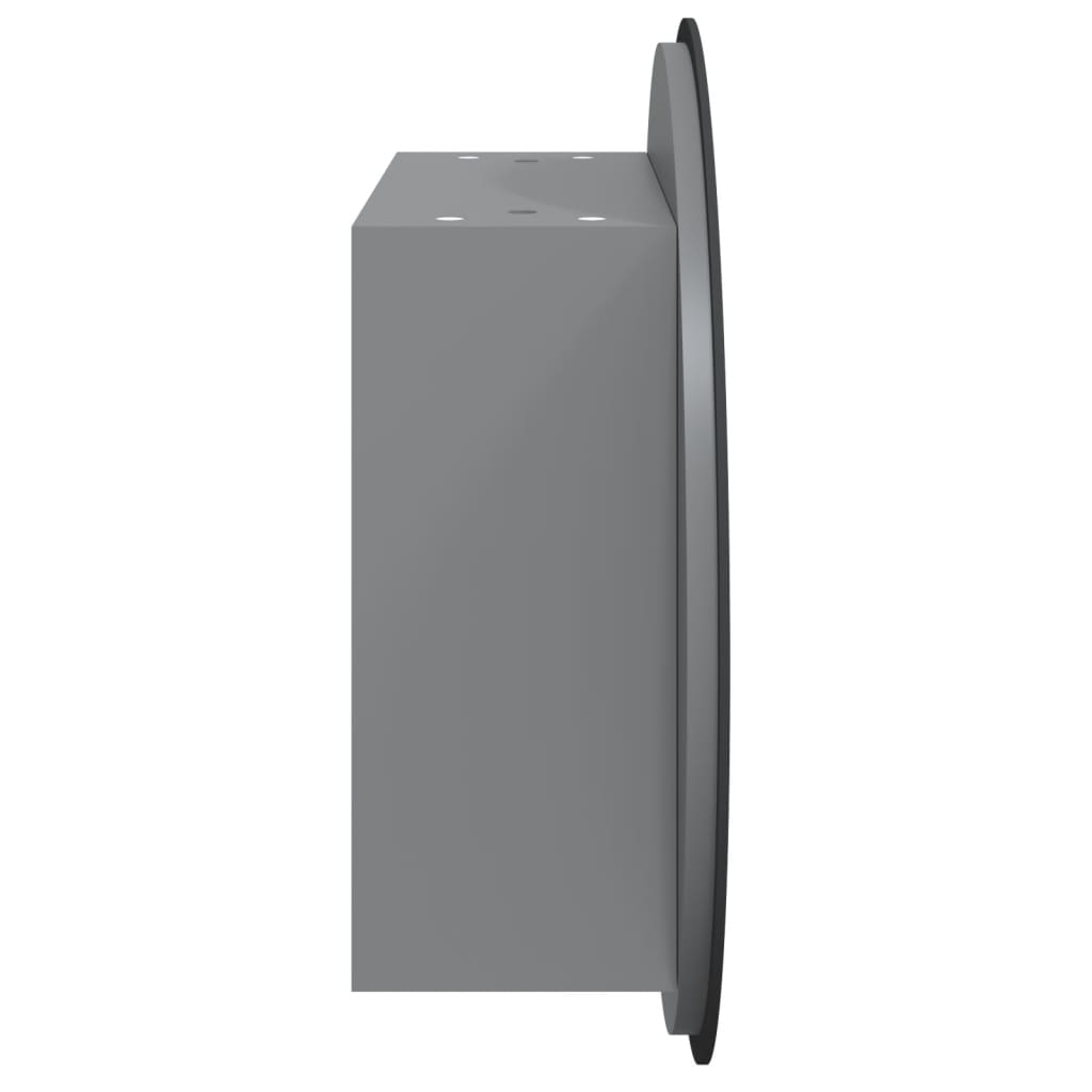 vidaXL Badezimmerschrank mit Rundem Spiegel & LED Grau 40x40x17,5 cm