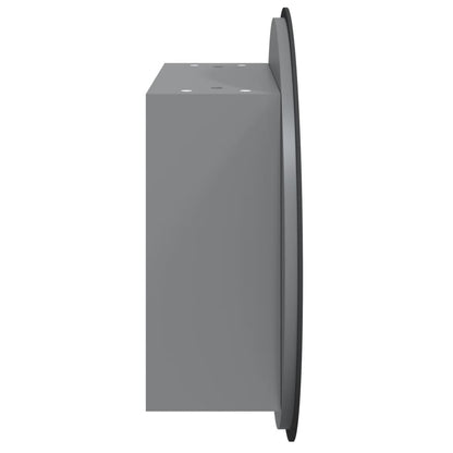 vidaXL Badezimmerschrank mit Rundem Spiegel & LED Grau 40x40x17,5 cm