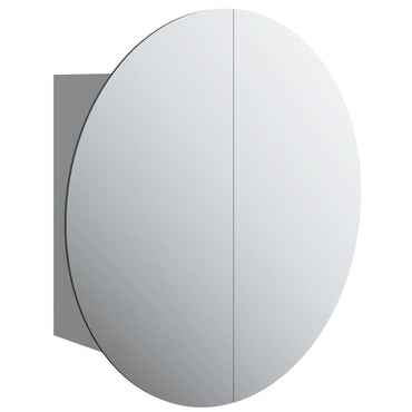 vidaXL Badezimmerschrank mit Rundem Spiegel & LED Grau 47x47x17,5 cm