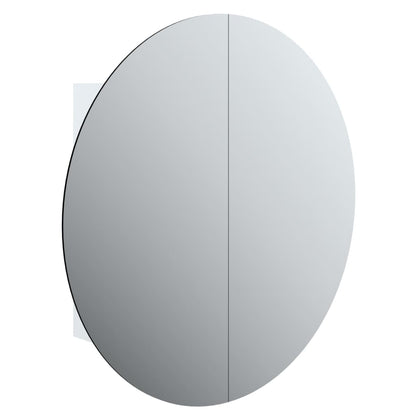vidaXL Badezimmerschrank mit Rundem Spiegel & LED Weiß 54x54x17,5 cm