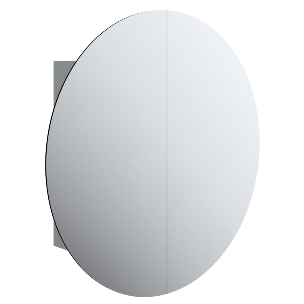 vidaXL Badezimmerschrank mit Rundem Spiegel & LED Grau 54x54x17,5 cm