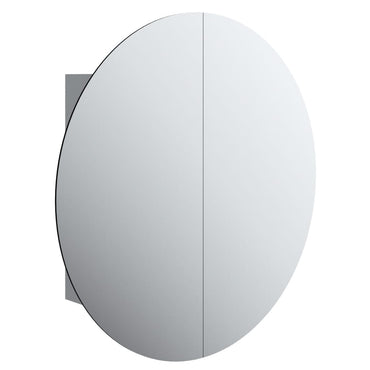 vidaXL Badezimmerschrank mit Rundem Spiegel & LED Grau 54x54x17,5 cm