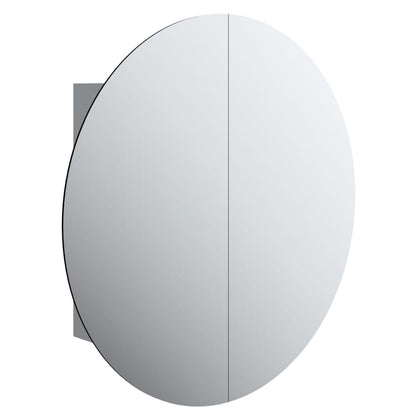vidaXL Badezimmerschrank mit Rundem Spiegel & LED Grau 54x54x17,5 cm