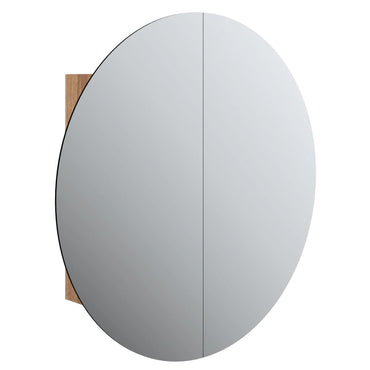 vidaXL Badezimmerschrank mit Rundem Spiegel & LED Eichen-Optik