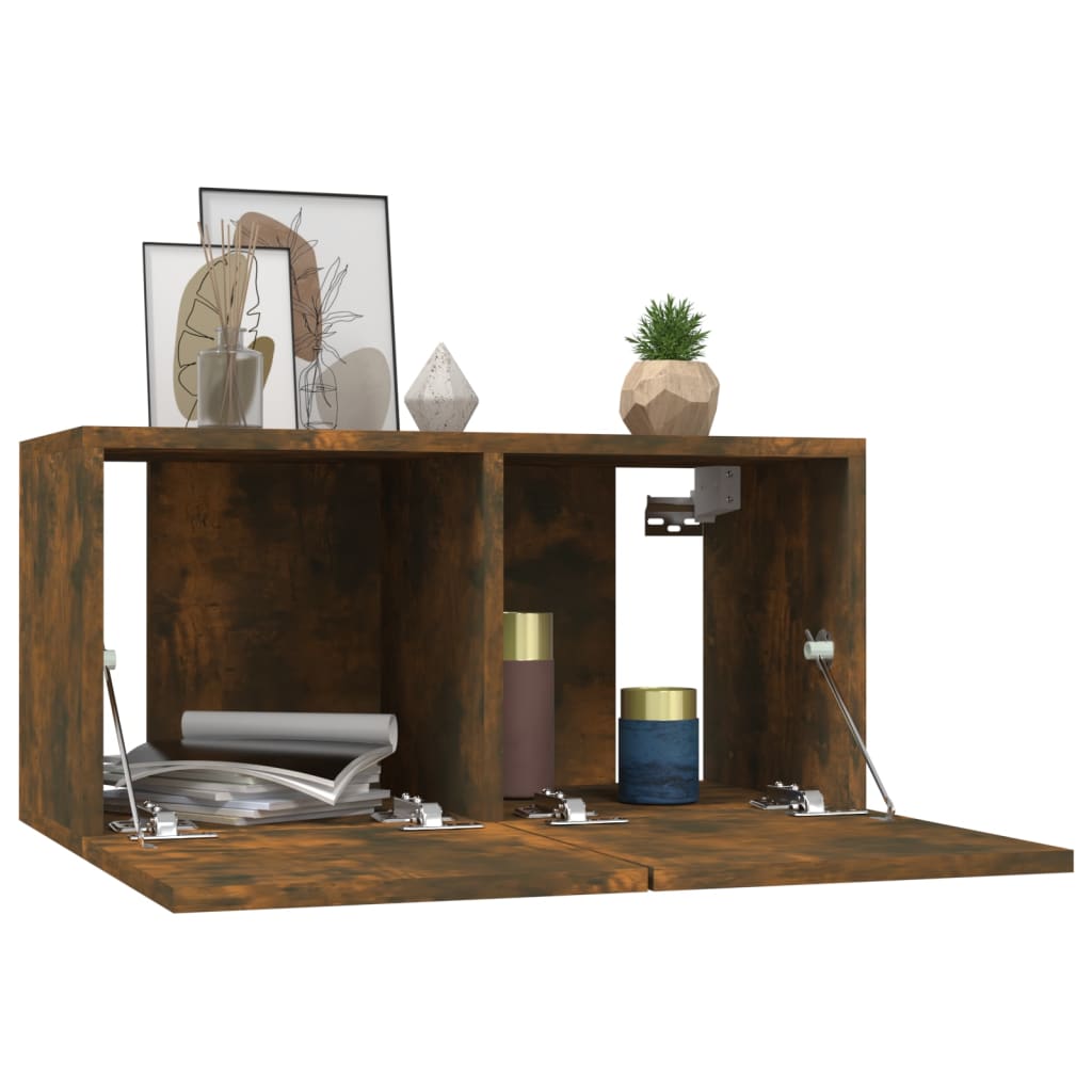vidaXL Meubles TV muraux 4 pcs Chêne fumé 60x30x30 cm Bois d'ingénierie