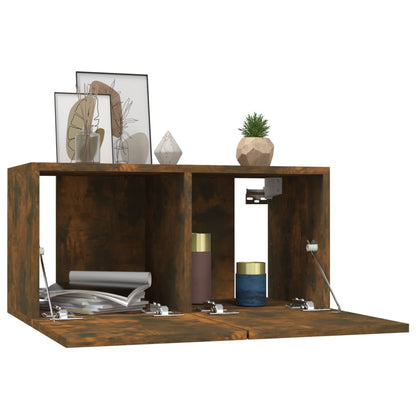 vidaXL Meubles TV muraux 4 pcs Chêne fumé 60x30x30 cm Bois d'ingénierie