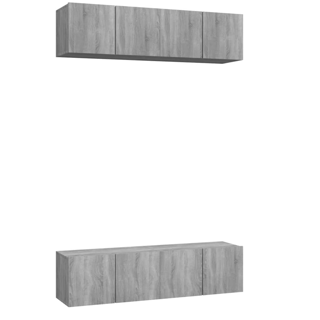 vidaXL Meubles TV muraux 4 pcs Gris Sonoma 60x30x30 cm Bois d'ingénierie
