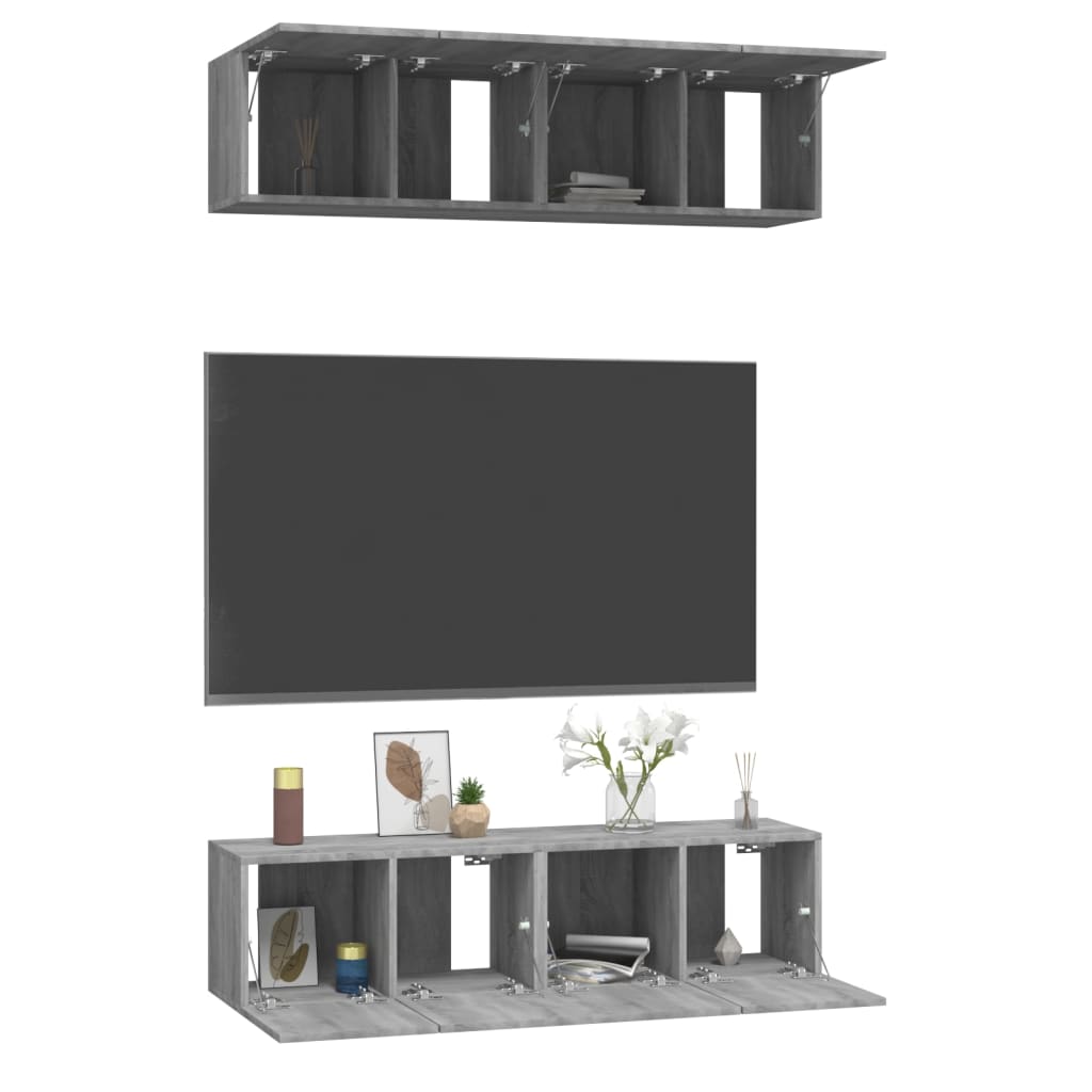 vidaXL Meubles TV muraux 4 pcs Gris Sonoma 60x30x30 cm Bois d'ingénierie