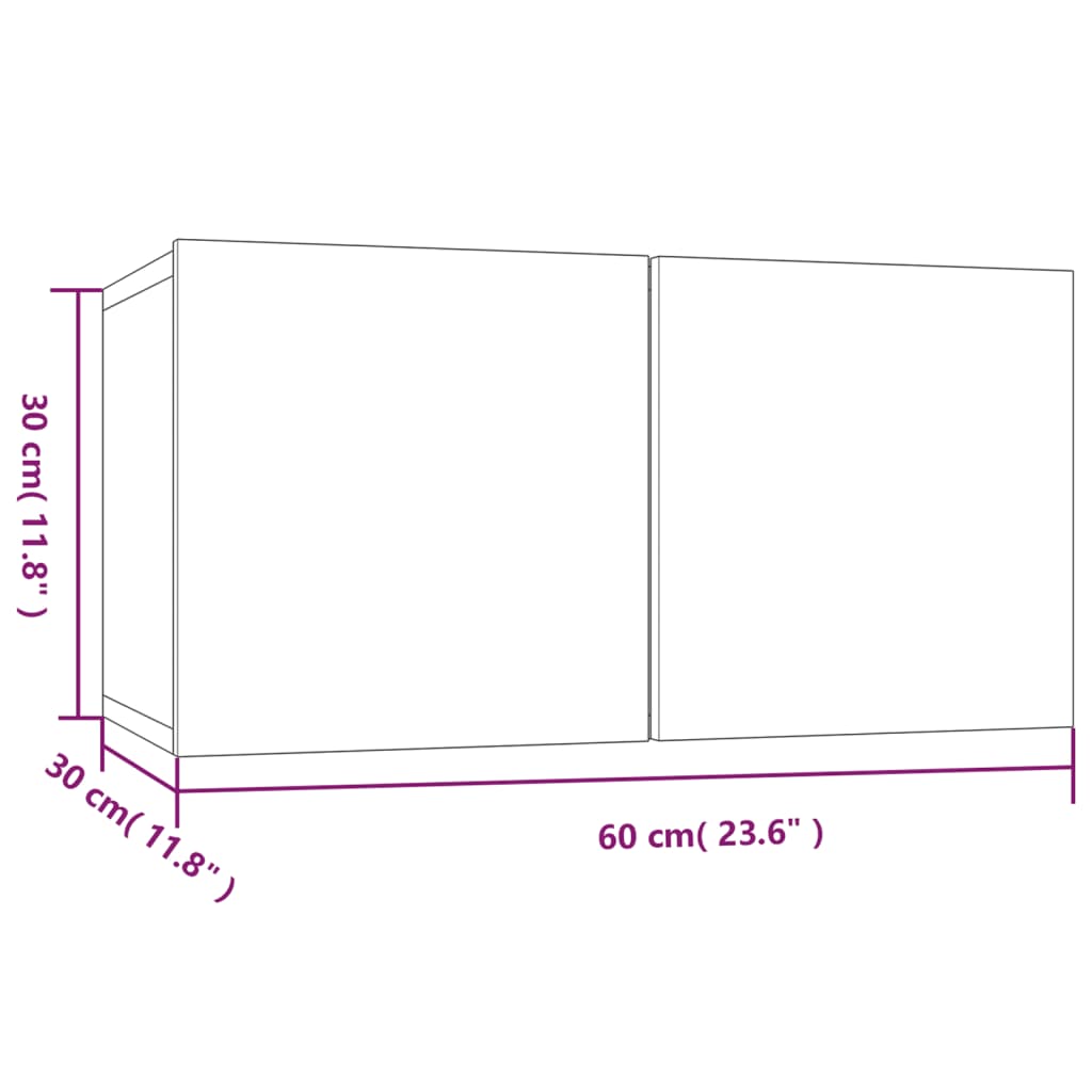 vidaXL Meubles TV muraux 4 pcs Gris Sonoma 60x30x30 cm Bois d'ingénierie