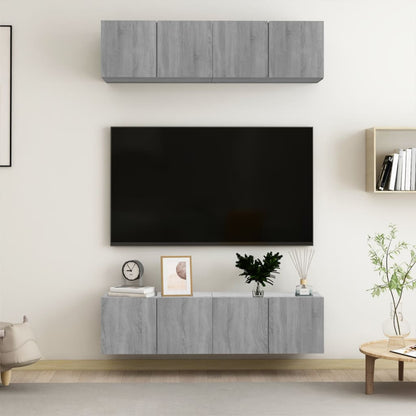 vidaXL Meubles TV muraux 4 pcs Gris Sonoma 60x30x30 cm Bois d'ingénierie
