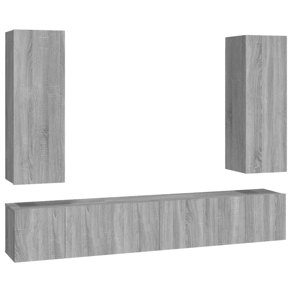 vidaXL Ensemble de meubles TV 5 pcs Gris sonoma Aggloméré