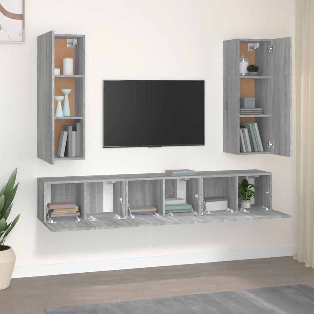 vidaXL Ensemble de meubles TV 5 pcs Gris sonoma Aggloméré