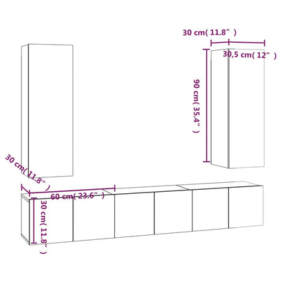 vidaXL Ensemble de meubles TV 5 pcs Gris sonoma Aggloméré