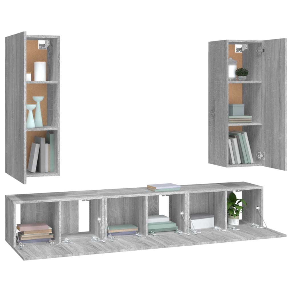 vidaXL Ensemble de meubles TV 5 pcs Gris sonoma Aggloméré