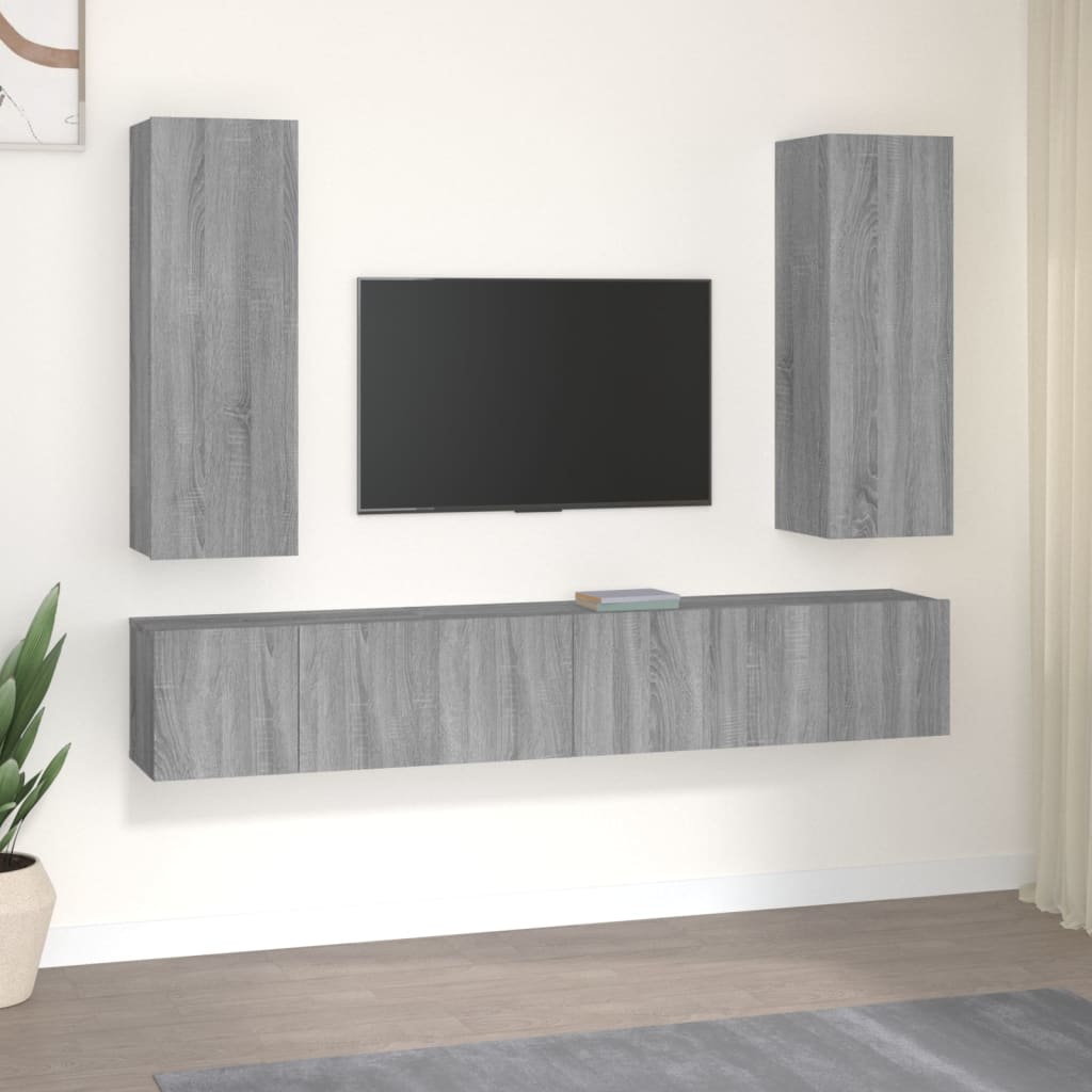 vidaXL Ensemble de meubles TV 5 pcs Gris sonoma Aggloméré