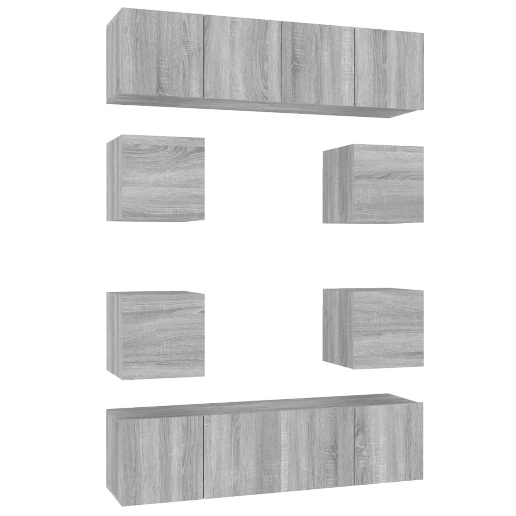 vidaXL Ensemble de meubles TV 8 pcs Gris Sonoma Aggloméré
