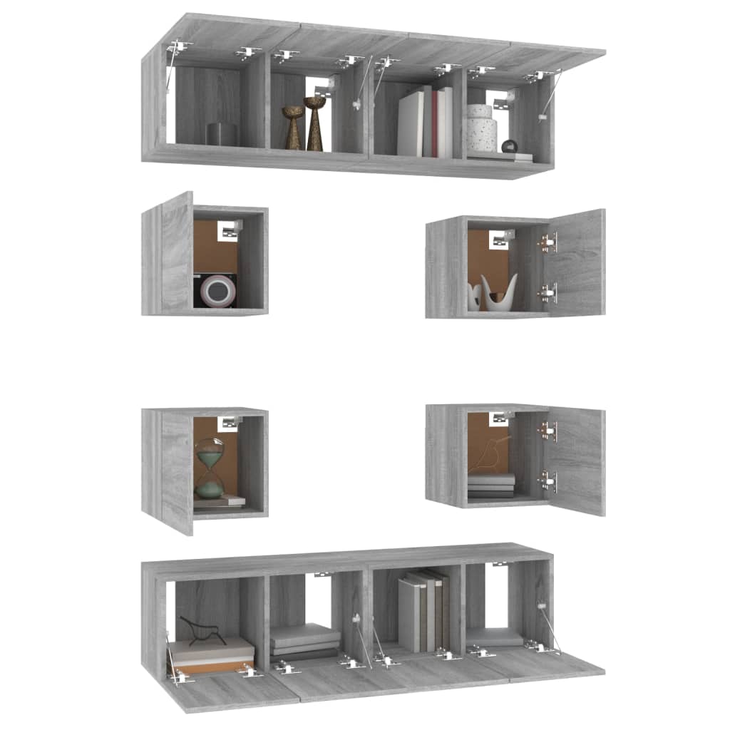 vidaXL Ensemble de meubles TV 8 pcs Gris Sonoma Aggloméré