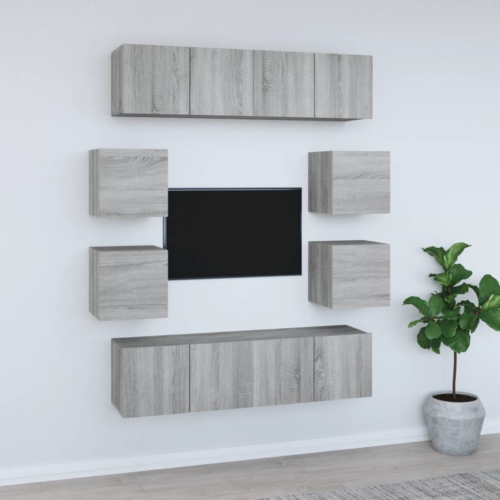 vidaXL Ensemble de meubles TV 8 pcs Gris Sonoma Aggloméré
