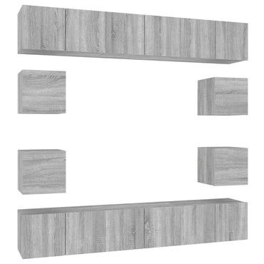 vidaXL Meuble TV 10 pcs Aggloméré Gris Sonoma