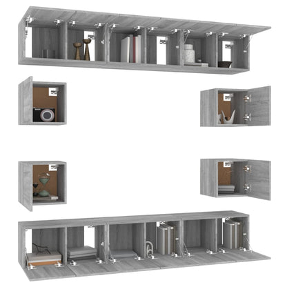 vidaXL Meuble TV 10 pcs Aggloméré Gris Sonoma