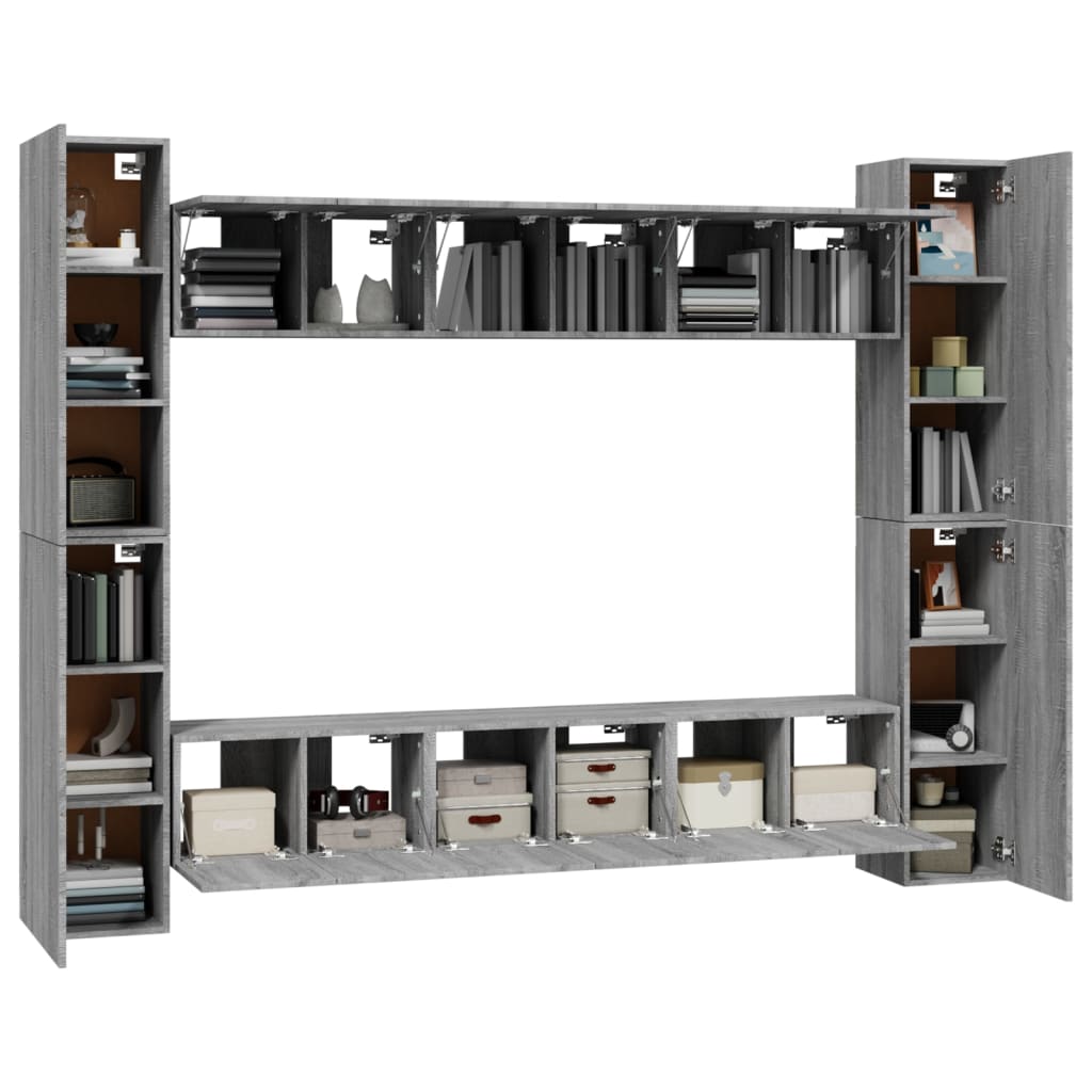 vidaXL Meuble TV 10 pcs Aggloméré Gris Sonoma