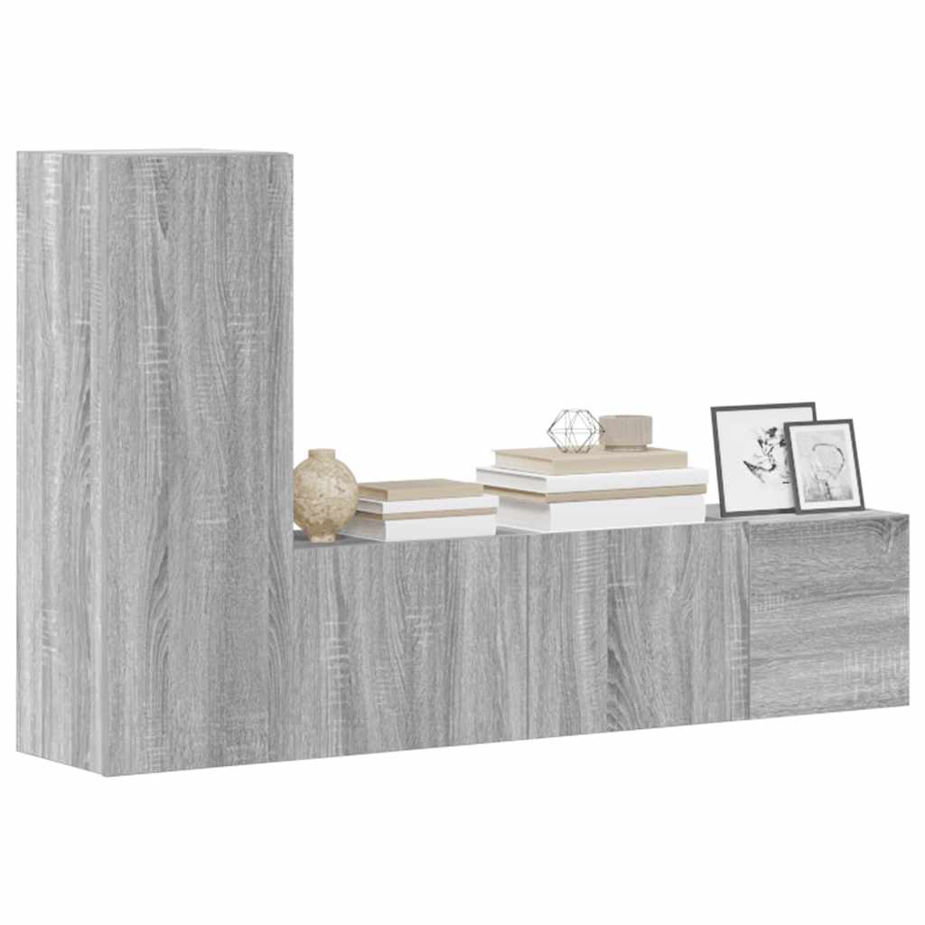vidaXL Meuble TV 3 pcs Gris Sonoma Aggloméré