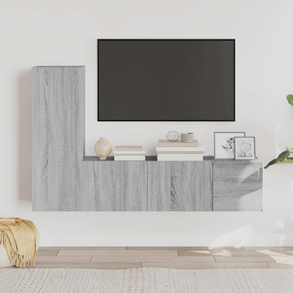 vidaXL Meuble TV 3 pcs Gris Sonoma Aggloméré