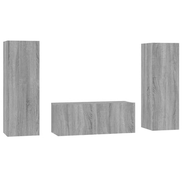 vidaXL Meuble TV 3 pcs Gris Sonoma Aggloméré