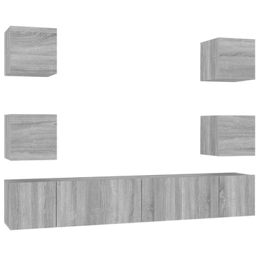 vidaXL Ensemble de meubles TV 7 pcs Aggloméré Gris Sonoma
