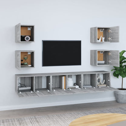 vidaXL Ensemble de meubles TV 7 pcs Aggloméré Gris Sonoma