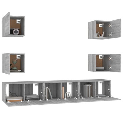 vidaXL Ensemble de meubles TV 7 pcs Aggloméré Gris Sonoma