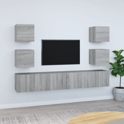 vidaXL Ensemble de meubles TV 7 pcs Aggloméré Gris Sonoma
