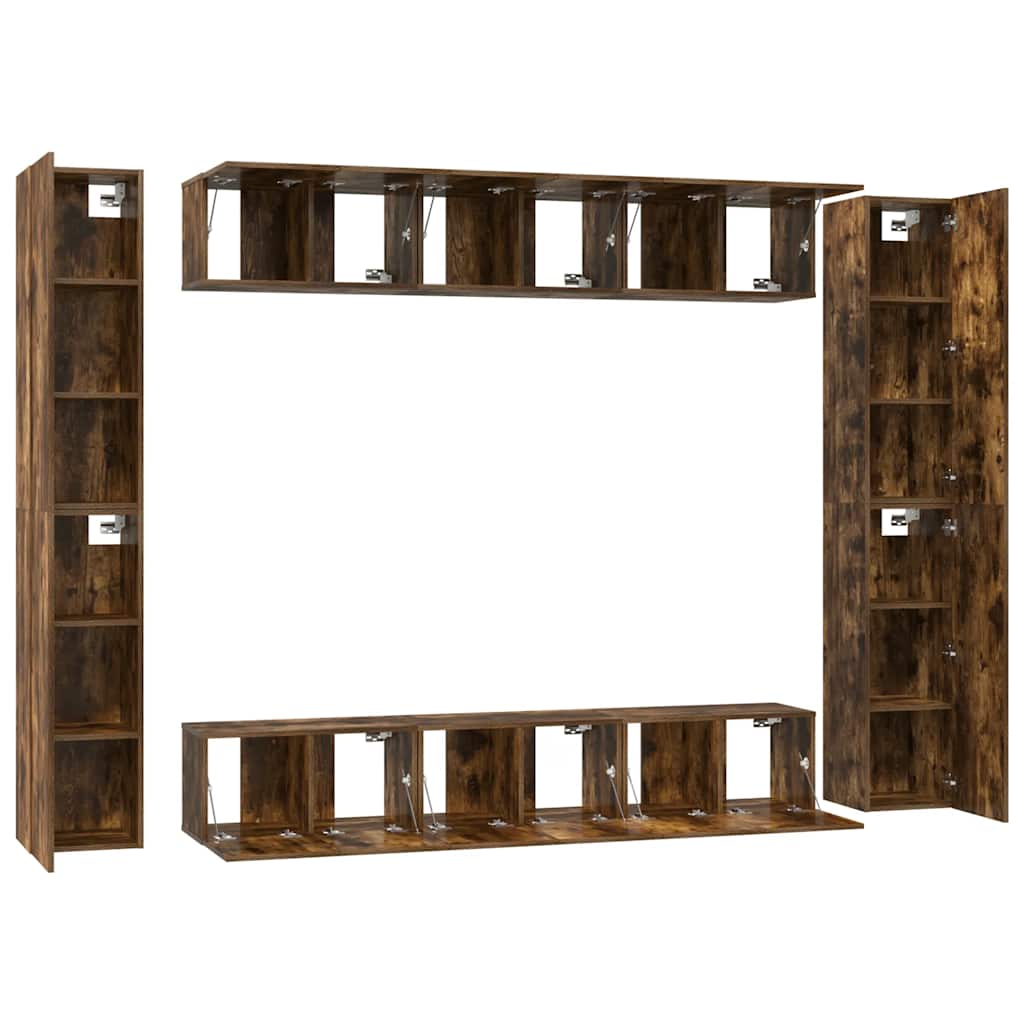 vidaXL Meuble TV 10 pcs Aggloméré Chêne fumé