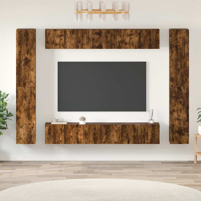 vidaXL Meuble TV 10 pcs Aggloméré Chêne fumé